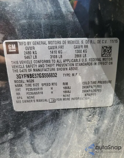 2016 Cadillac Srx Luxury Collection from USA, damaged, VIN 3GYFNBE37GS556832